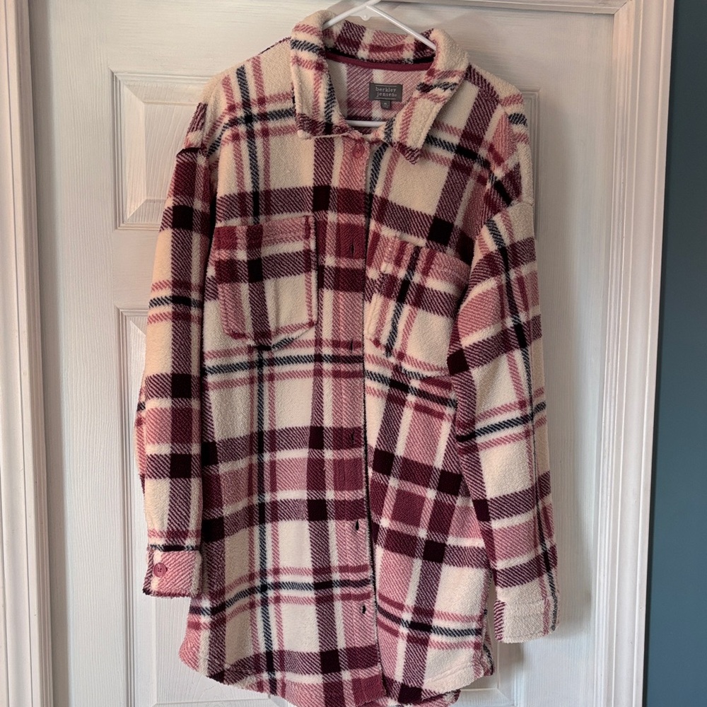 Pink and Cream Plaid Utility Jacket